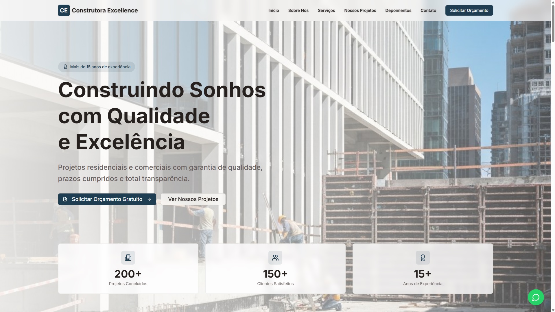 Construtora Excellence - Site de construtora