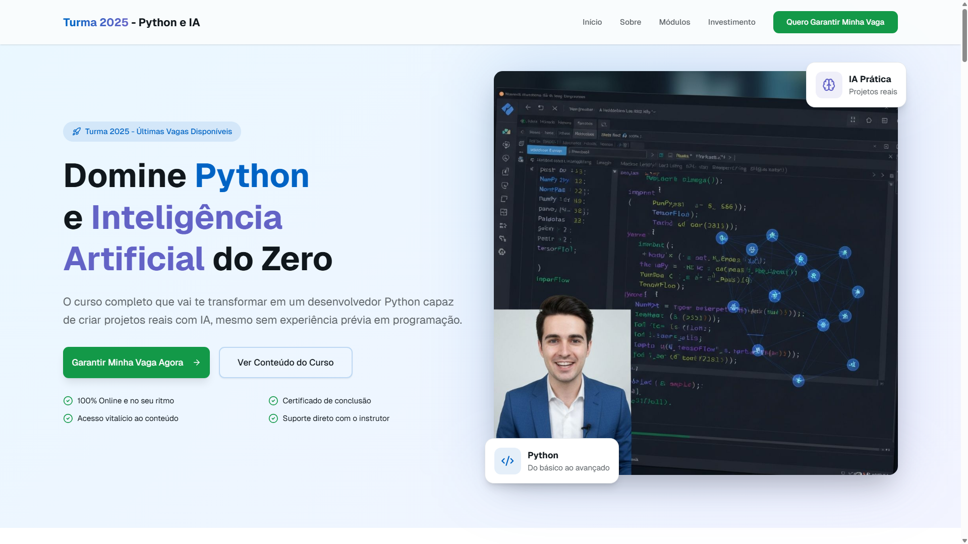 Turma 2025 - Python e IA - Site de curso online